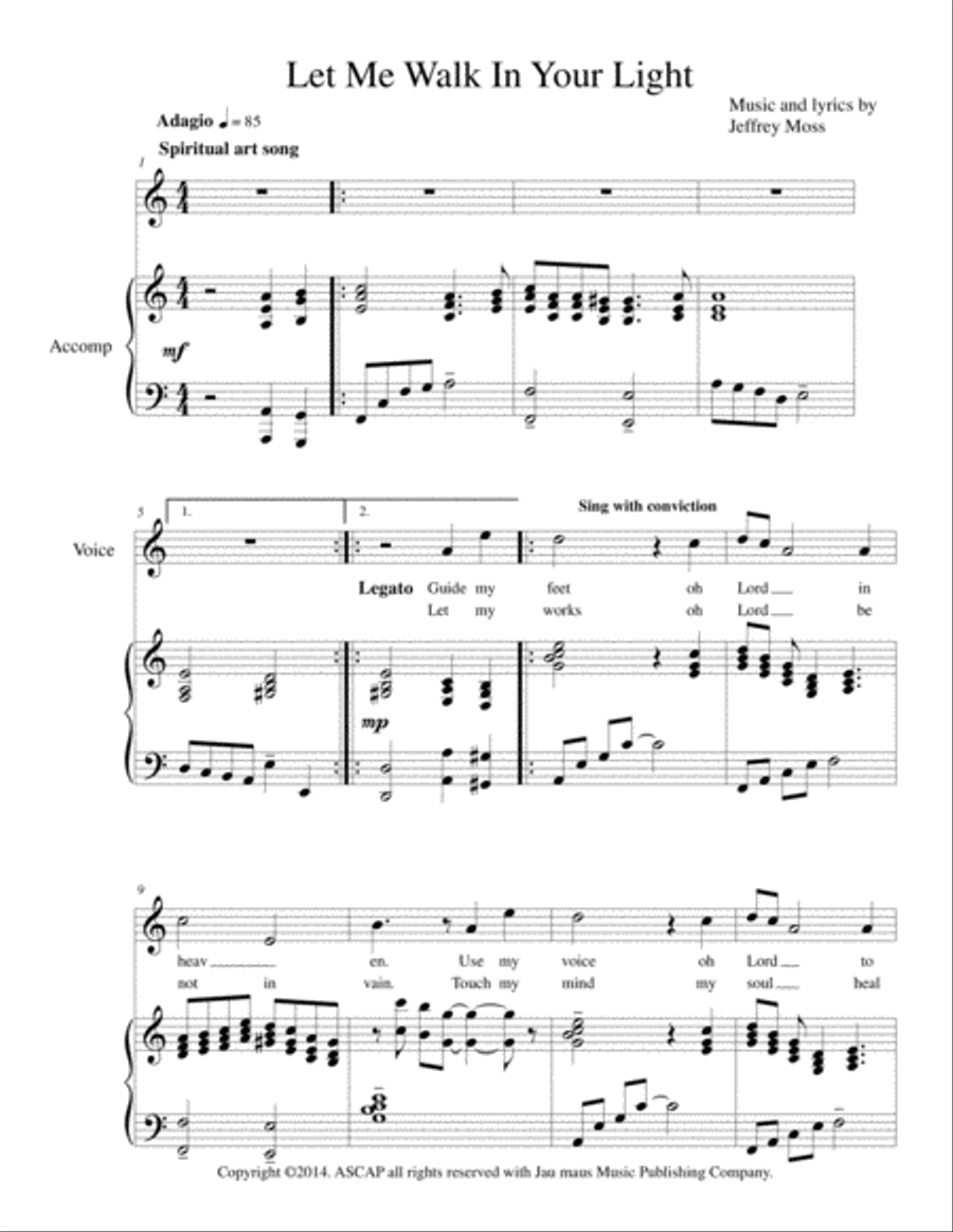 Let Me Walk in Your Light. Voice scores gallery preview page 1
