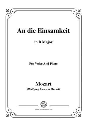 Mozart-An die einsamkeit,in B Major,for Voice and Piano