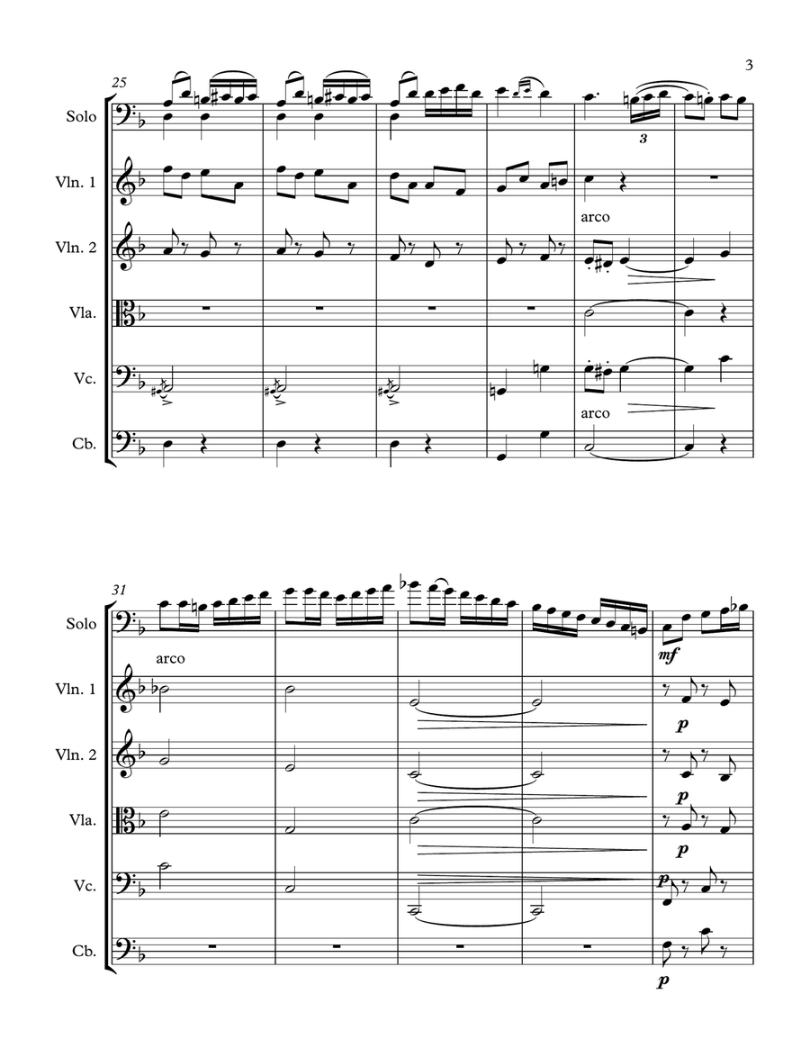 Danse Rustique, Op. 20, No. 5 for String Orchestra and Solo Cello (score and parts) String Orchestra scores gallery preview page 3