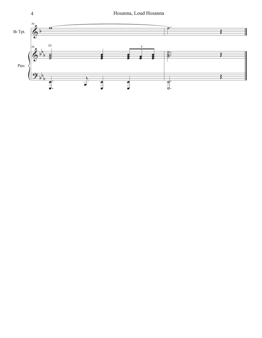 Hosanna, Loud Hosanna (Bb-Trumpet solo - Piano accompaniment) Trumpet Solo scores gallery preview page 4