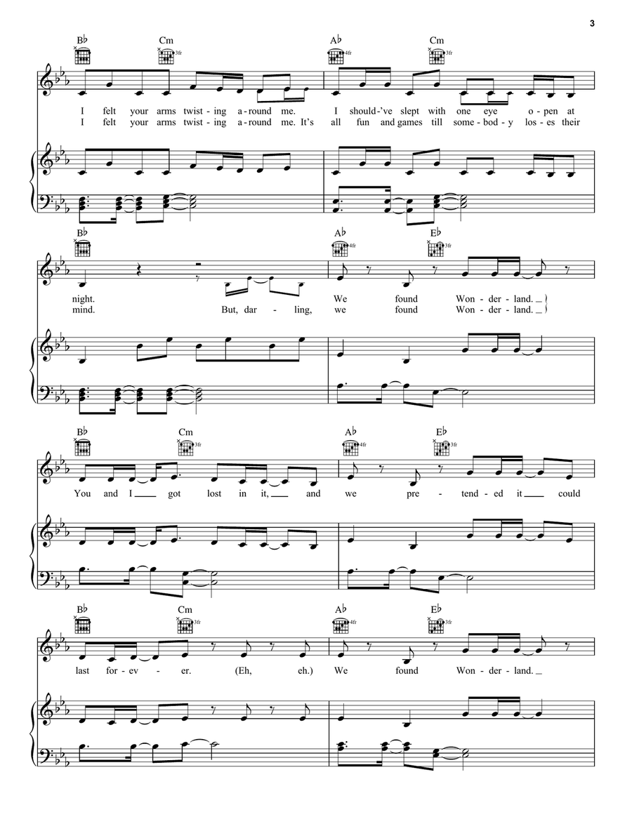 Wonderland Piano, Vocal, Guitar scores gallery preview page 3