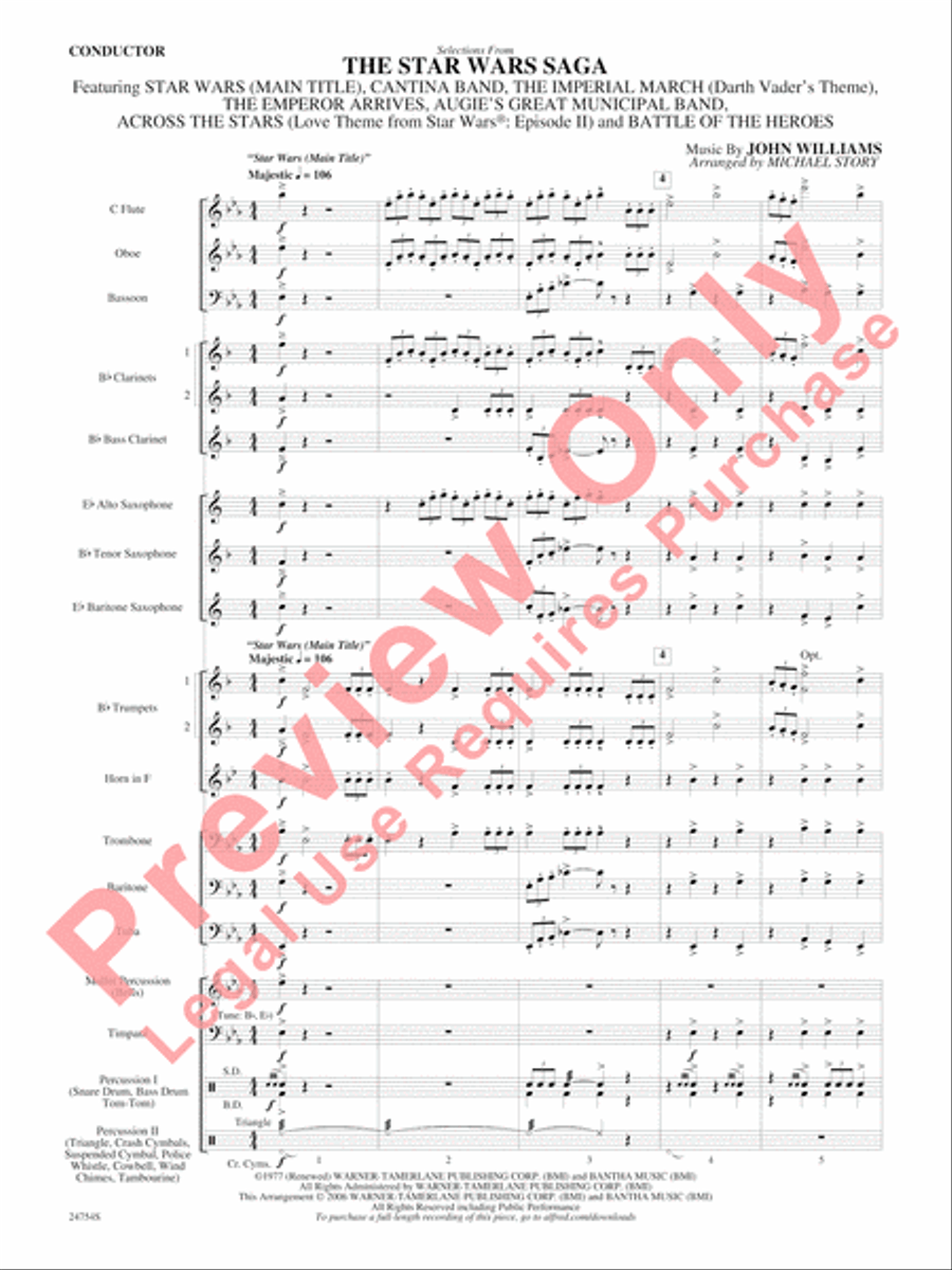 Selections from The Star Wars Saga Concert Band scores gallery preview page 4
