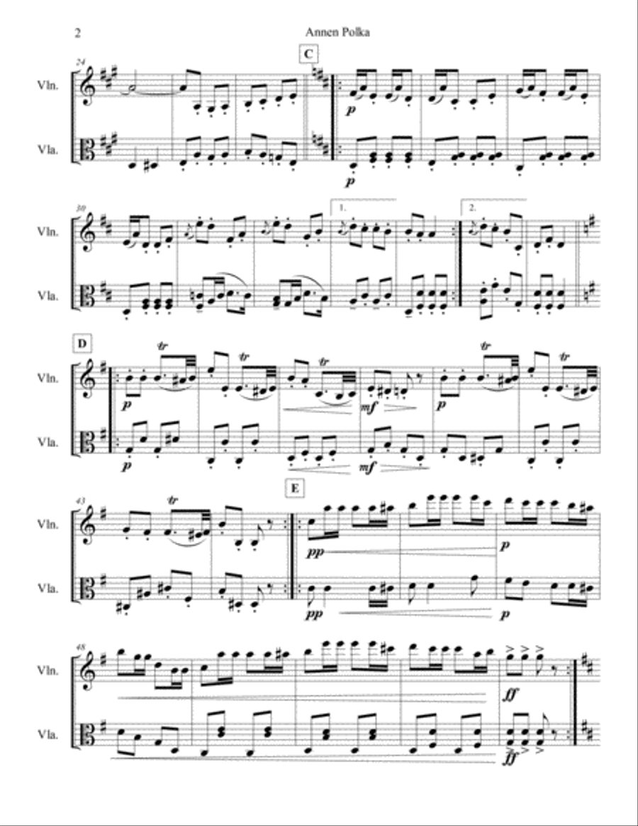 Johann Strauss II - Annen-Polka Op.117, for string duo String Duet scores gallery preview page 2