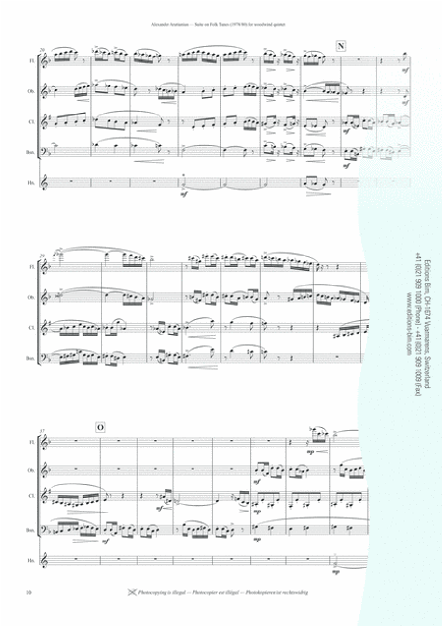 Suite on Folk Tunes Woodwind Quintet scores gallery preview page 6