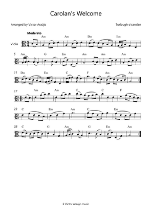 Carolan's Welcome - Lead Sheet for Viola with Chord Symbols