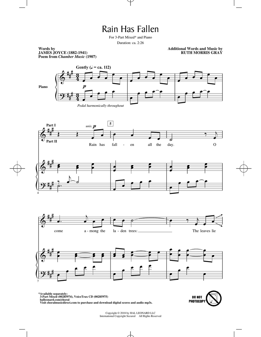 Rain Has Fallen 3-Part scores gallery preview page 1