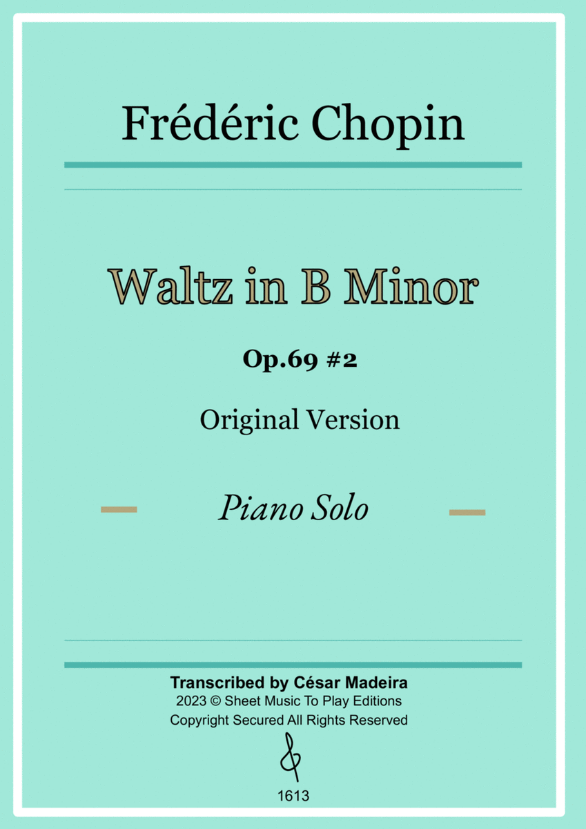 Waltz Op.69 No.2 in B Minor by Chopin - Piano Solo (Full Score) image number null