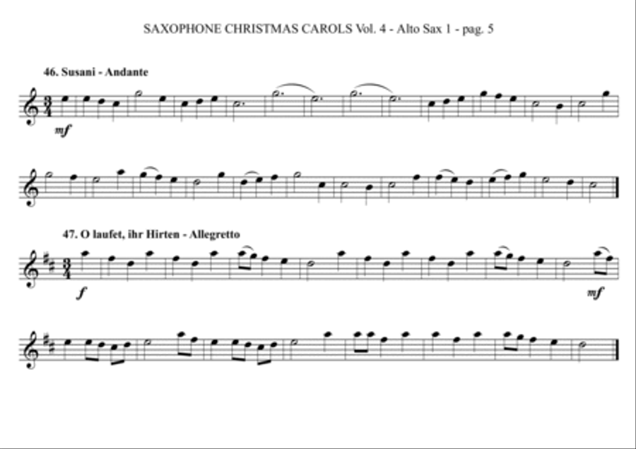 SAXOPHONE CHRISTMAS CAROLS vol. 4 - 12 world famous German Carols for Sax Quartet (SATB or AATB) Saxophone Quartet scores gallery preview page 5