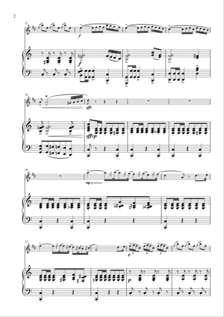 Bolero from Five Spanish Dances arranged for Clarinet and Piano Small Ensemble scores gallery preview page 3