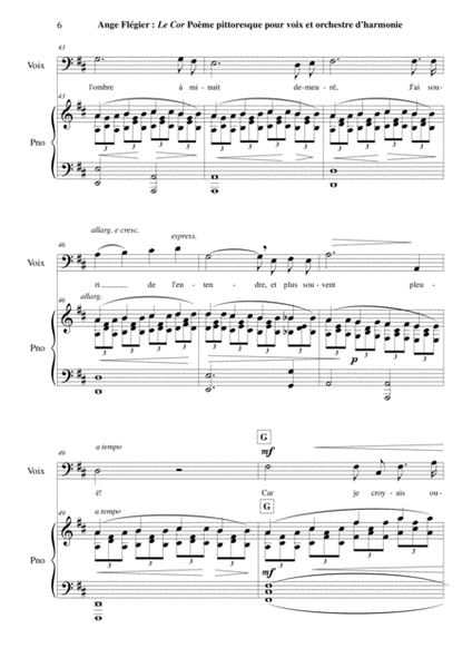 Ange Flégier: Le Cor for bass voice and concert band, solo vocal part with piano reduction