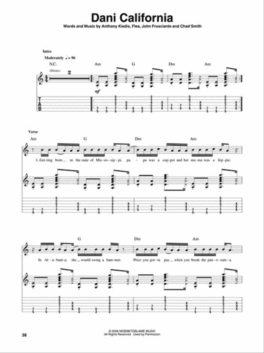 Red Hot Chili Peppers Guitar Tablature scores gallery preview page 8