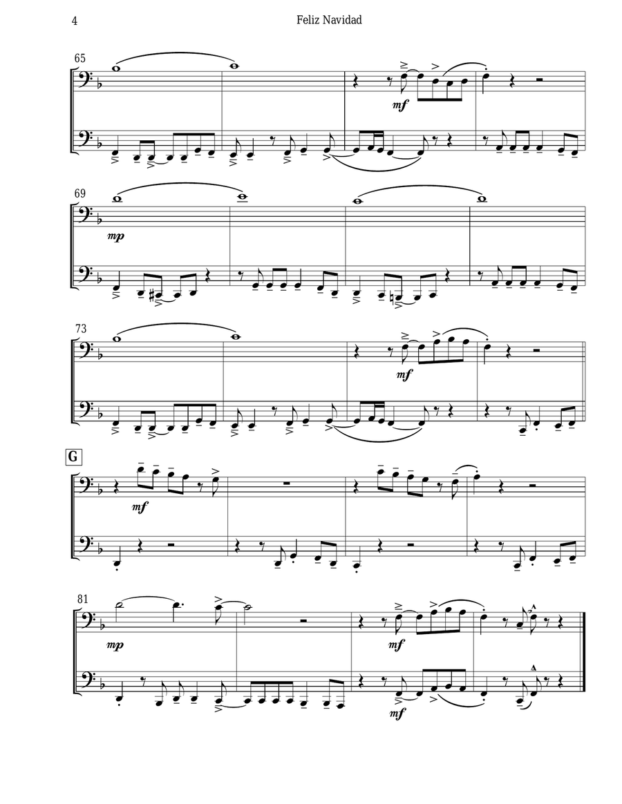 Feliz Navidad Brass Duet scores gallery preview page 4