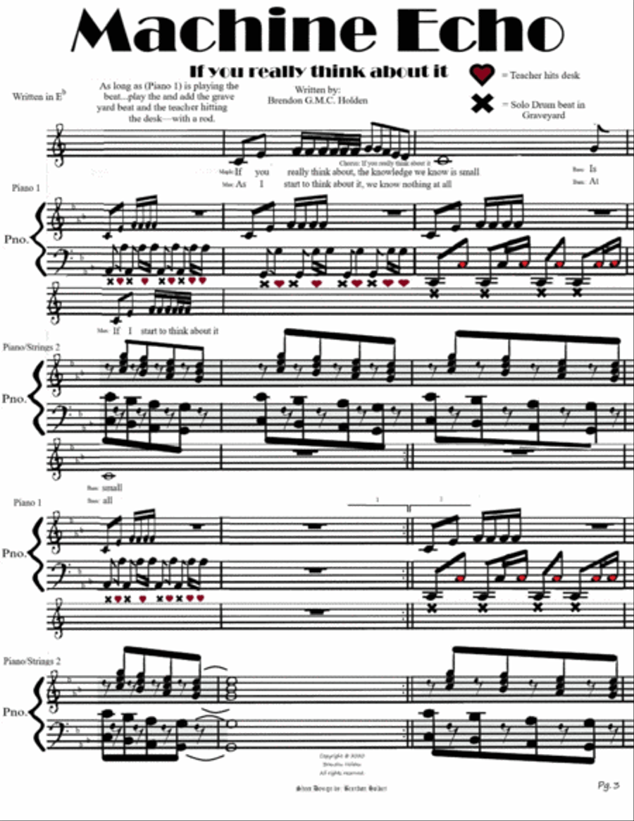 Machine Echo Piano, Vocal, Guitar scores gallery preview page 4