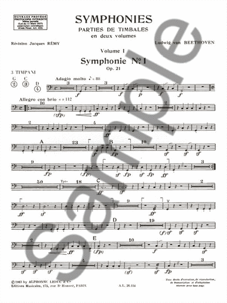 Symphonies - Timpani Parts Vol.1 (percussion Solo)