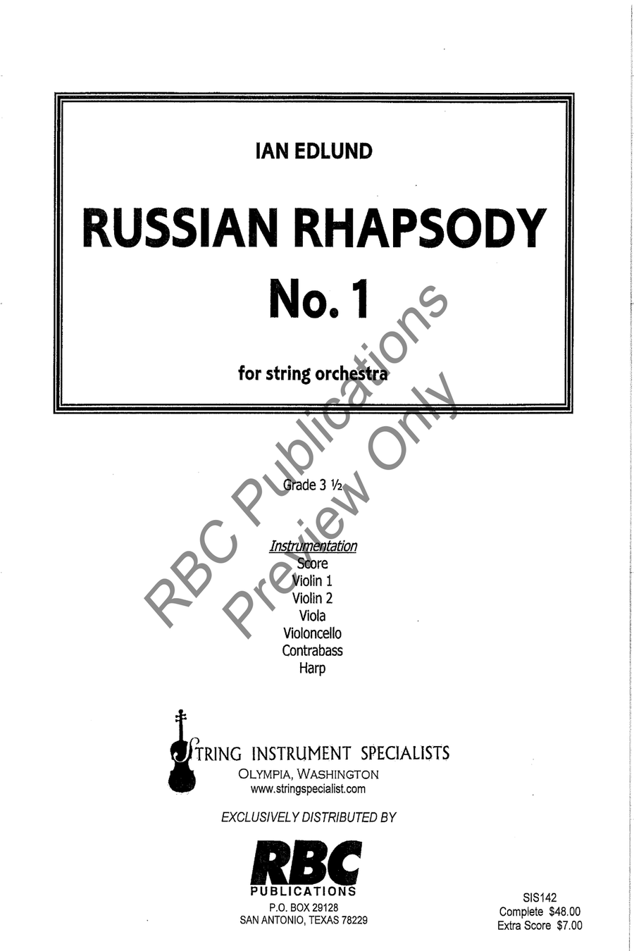 Russian Rhapsody #1 String Orchestra scores gallery preview page 2