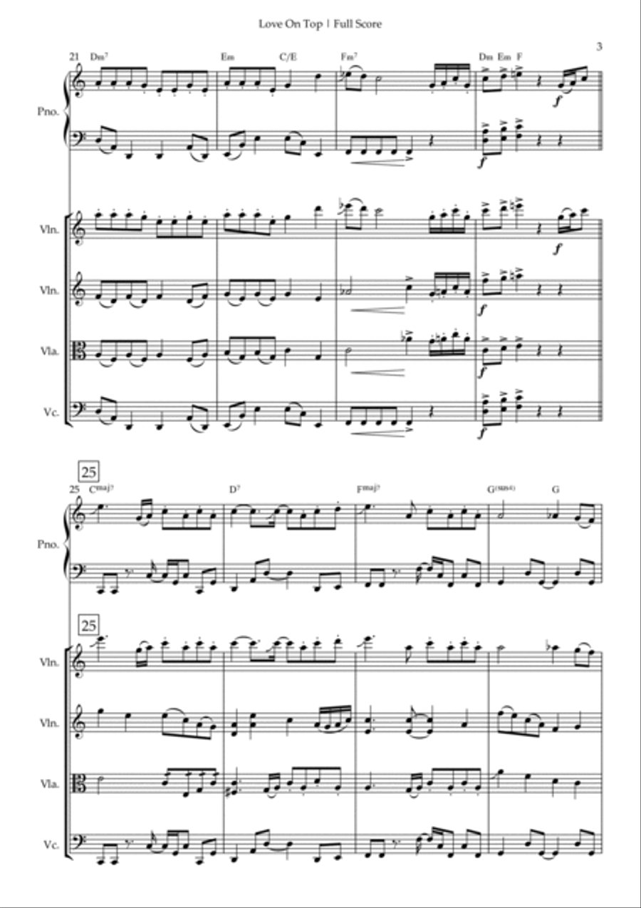 Love On Top Piano Quintet scores gallery preview page 3