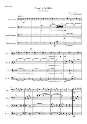 Carol of The Bells - Jazz Version (Christmas Song) for Trombone Quartet