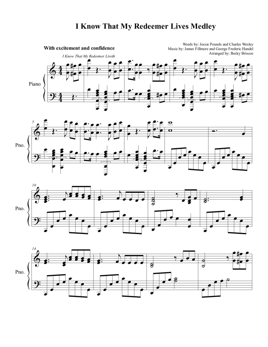 I Know That My Redeemer Lives Medley Piano Solo scores gallery preview page 1