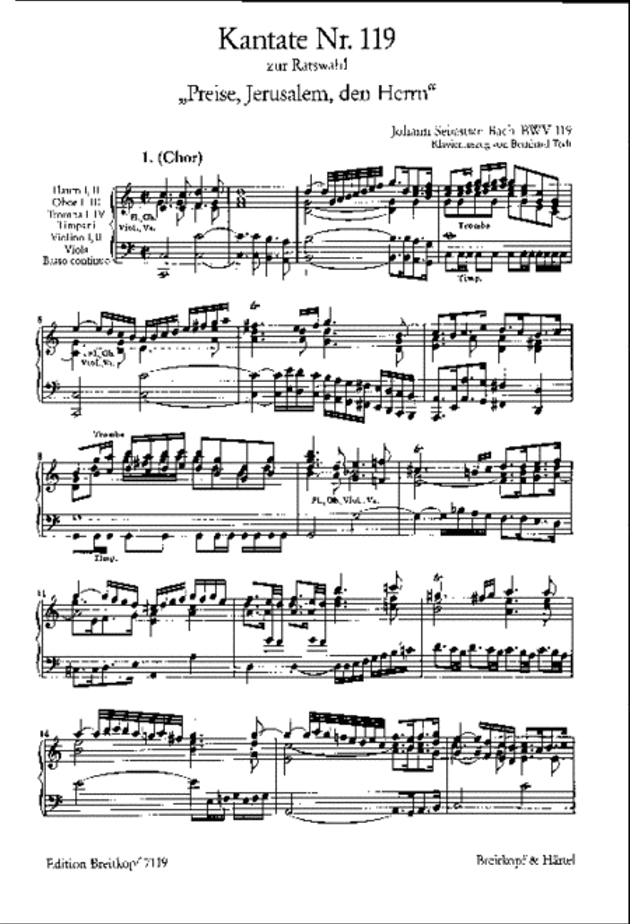 Cantata BWV 119 “Preise, Jerusalem, den Herrn” 4-Part scores gallery preview page 2