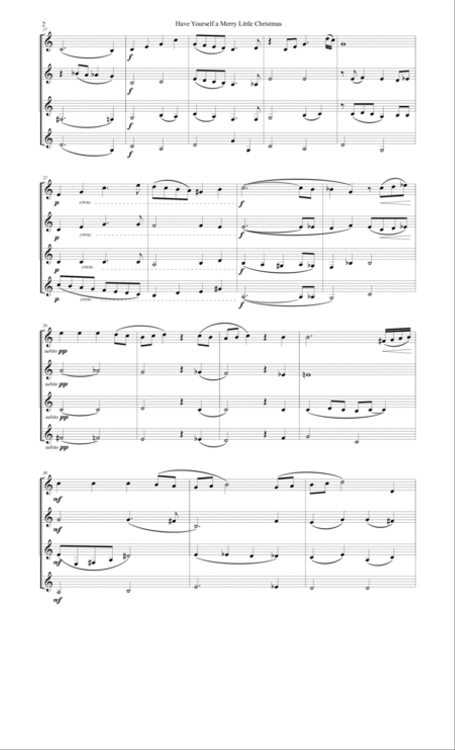 Have Yourself A Merry Little Christmas Clarinet Quartet scores gallery preview page 2