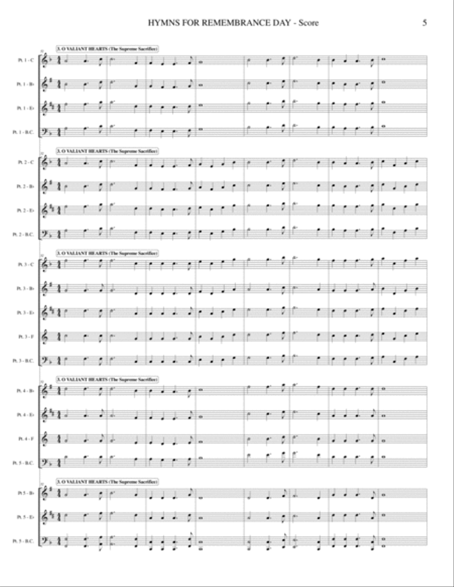 Hymns for Remembrance Day - Flex-Band Concert Band scores gallery preview page 6