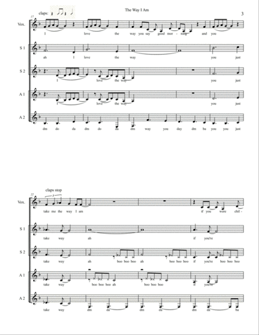 The Way I Am The Way I Am A Cappella scores gallery preview page 3