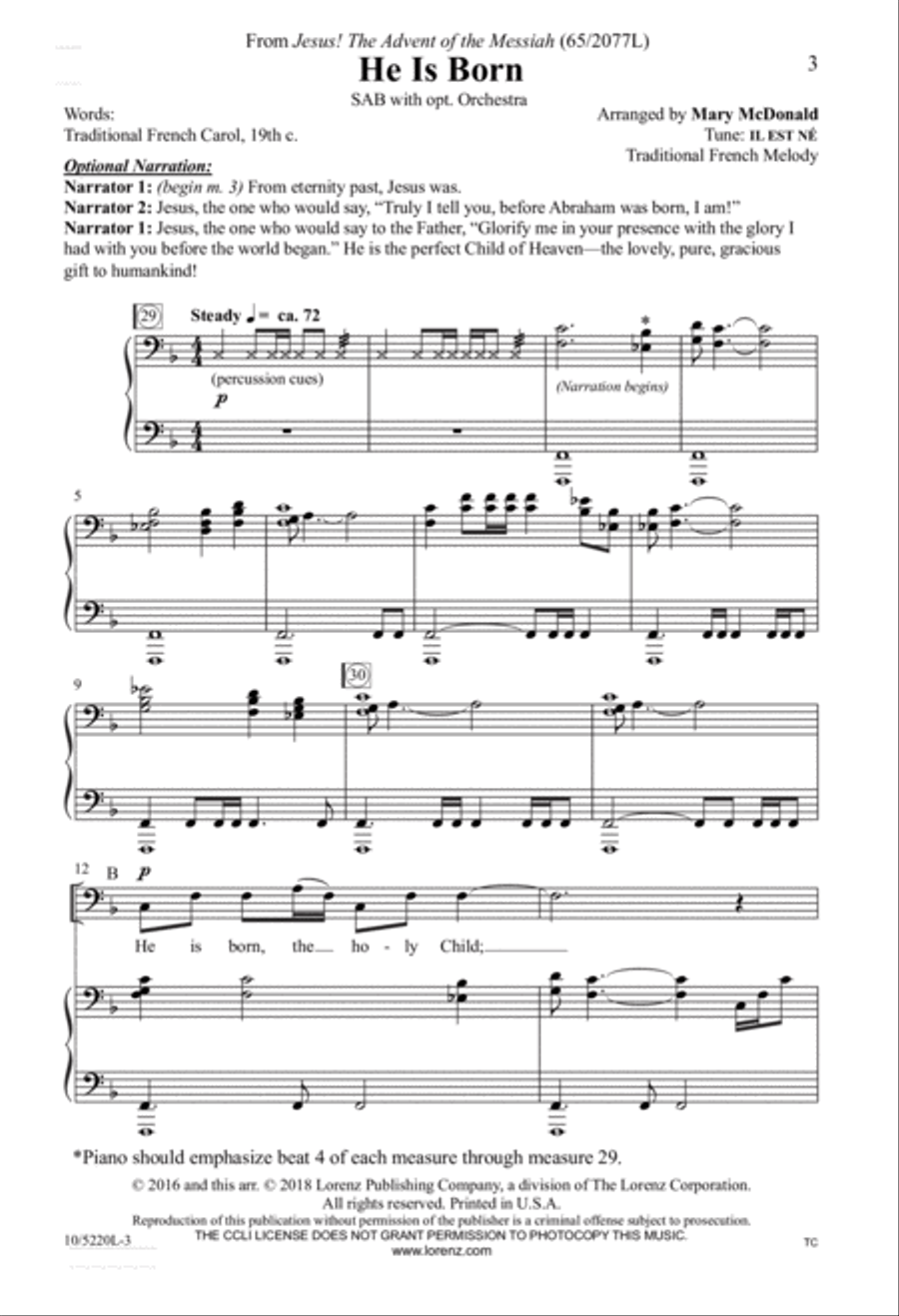 He Is Born He Is Born 3-Part scores gallery preview page 3