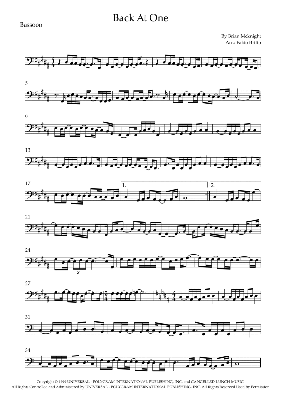 Back At One Bassoon Solo scores gallery preview page 1