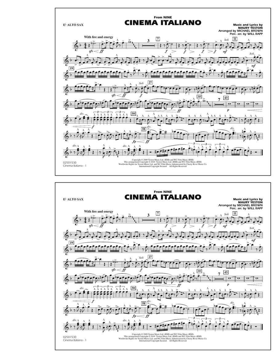 Cinema Italiano (from Nine) - Eb Alto Sax Marching Band scores gallery preview page 1