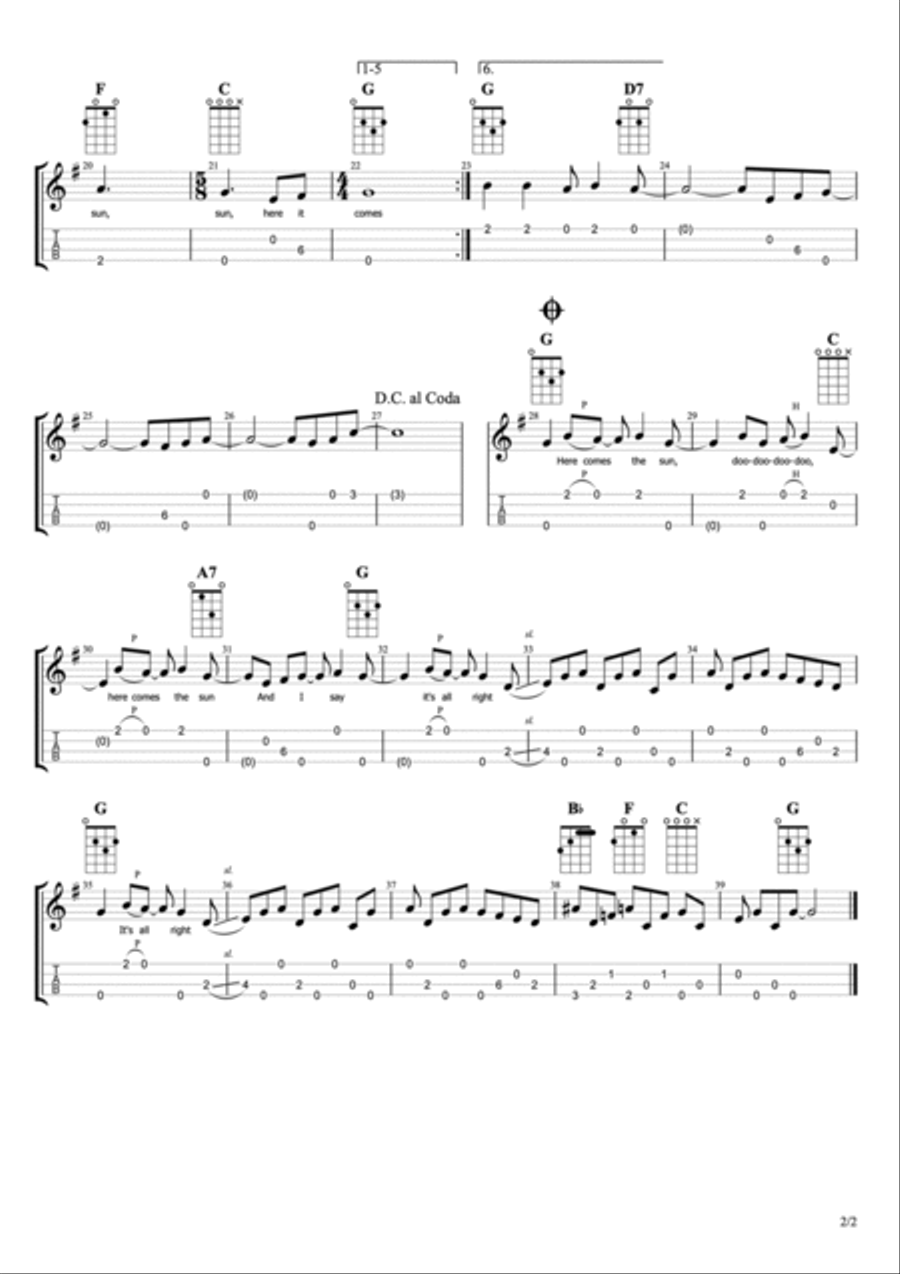 Here Comes The Sun Ukulele scores gallery preview page 5