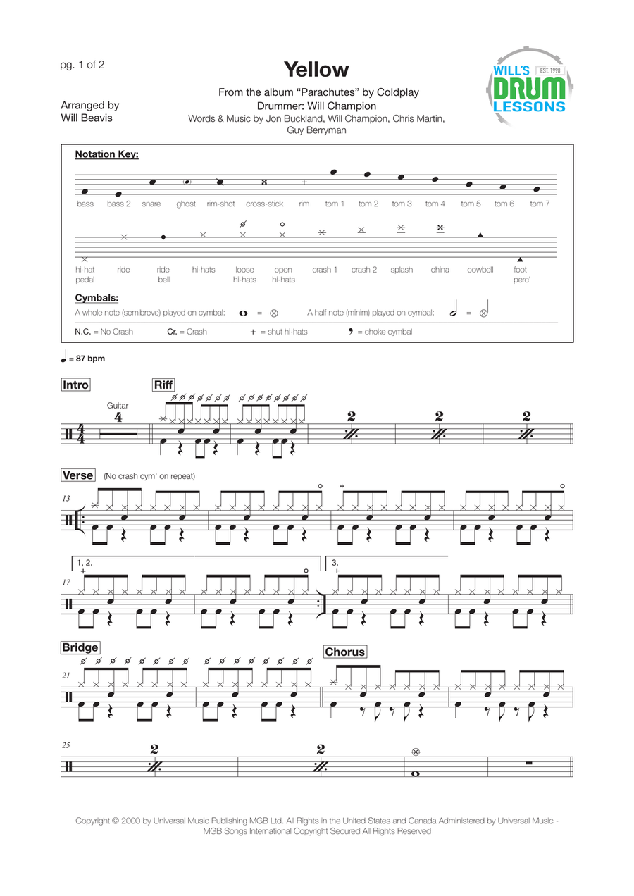 Yellow Yellow Drum Set scores gallery preview page 1