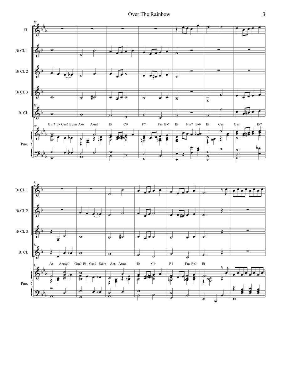 Over The Rainbow (from The Wizard Of Oz) Woodwind Quartet scores gallery preview page 3