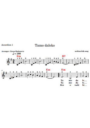 Tamo daleko - for accordion duet