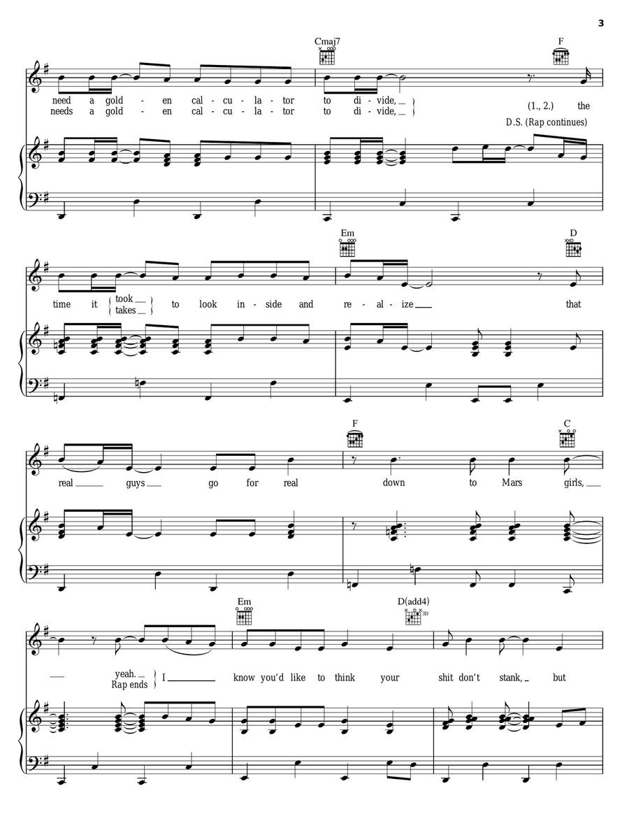 Roses Roses Piano, Vocal, Guitar scores gallery preview page 3