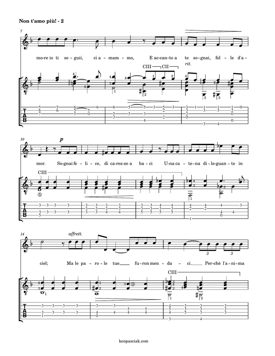 Non t'amo più (for Voice and Guitar) Acoustic Guitar scores gallery preview page 4