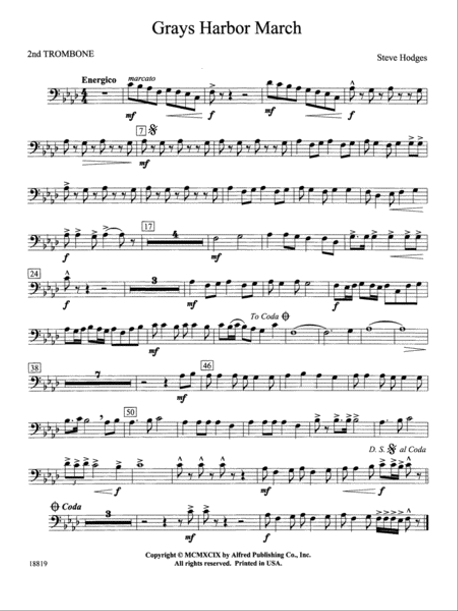 Grays Harbor March: 2nd Trombone Concert Band scores gallery preview page 1