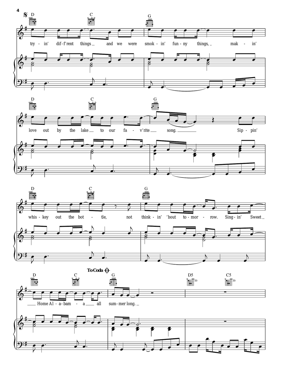 All Summer Long Piano, Vocal, Guitar scores gallery preview page 4