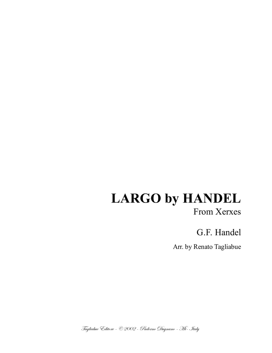 LARGO by Handel - (From Op. Xerxes; HWV 40) - Arr. for String Quartet String Quartet scores gallery preview page 1