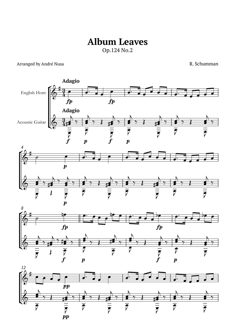 Album Leaves Op.124 No.2 English Horn scores gallery preview page 1