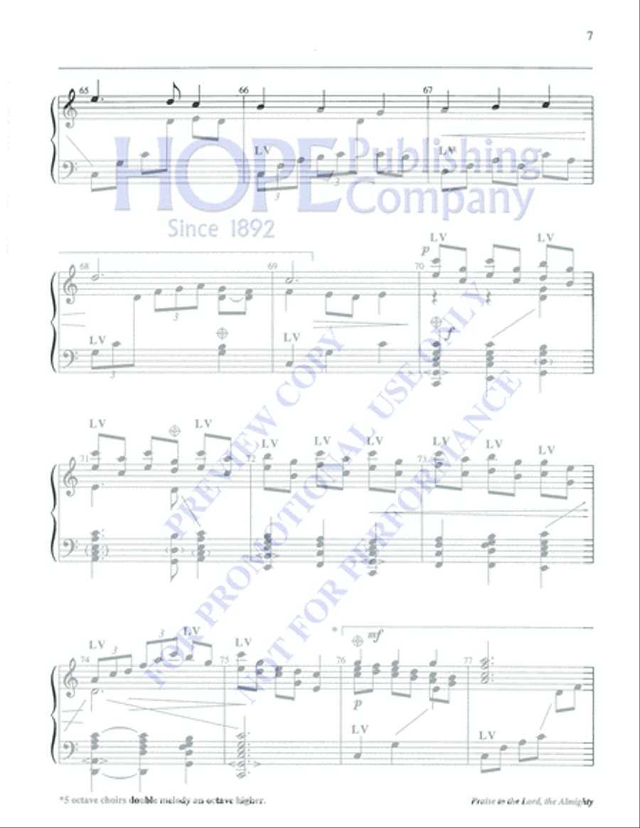 Praise to the Lord, the Almighty 5-Octaves scores gallery preview page 7