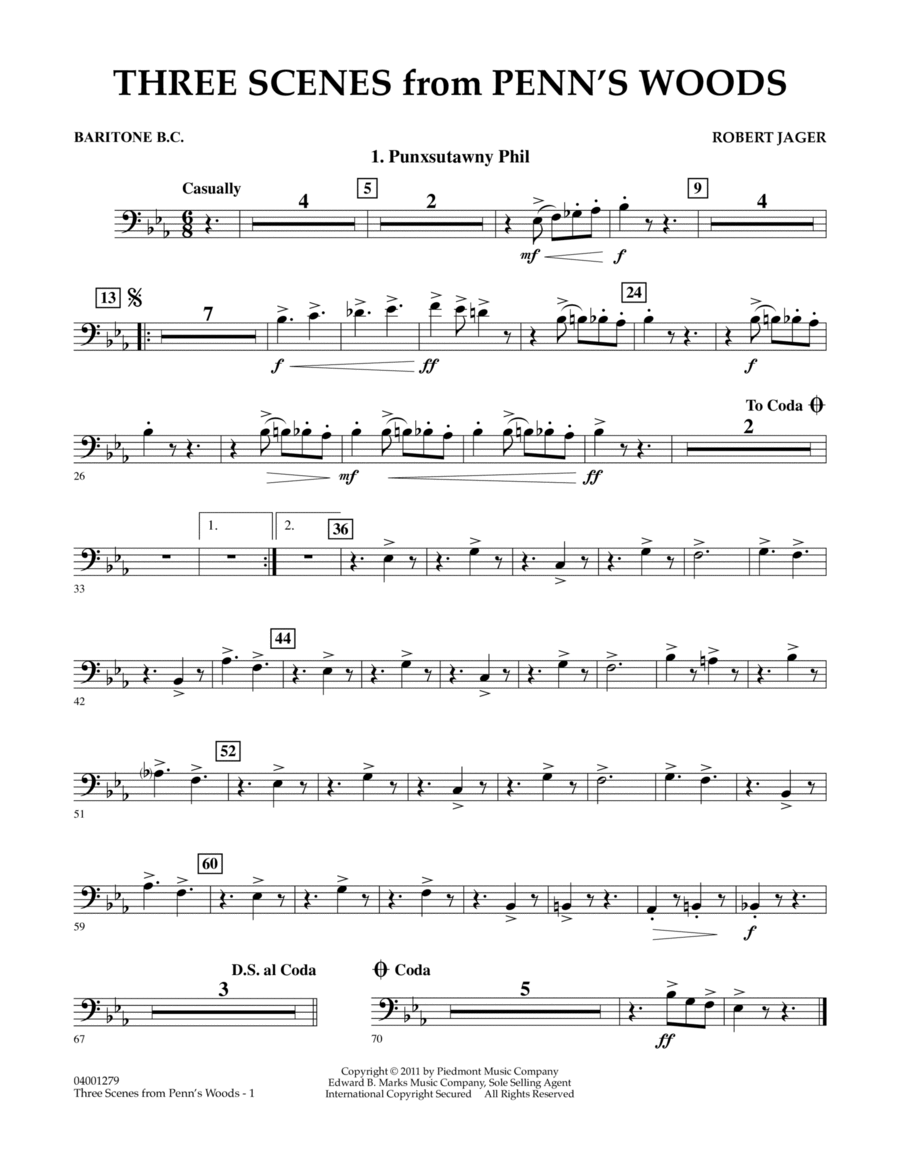 Three Scenes From Penn's Woods - Baritone B.C. Concert Band scores gallery preview page 1