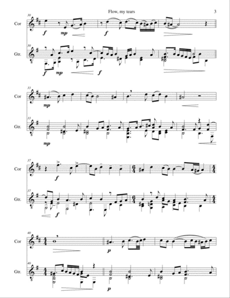 Flow my tears for cor anglais and guitar (with divisions) English Horn scores gallery preview page 3