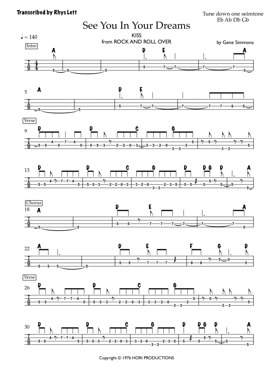See You In Your Dreams Guitar Tablature scores gallery preview page 1