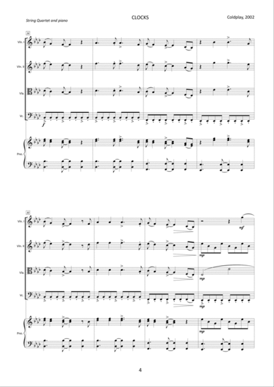 Clocks Clocks Piano Quartet scores gallery preview page 4