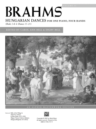 Book cover for Brahms: Hungarian Dances, Volume 2 - Piano Duet (1 Piano, 4 Hands)