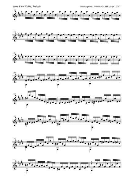 Suite BWV 1006 for guitar of Johann Sebastian Bach