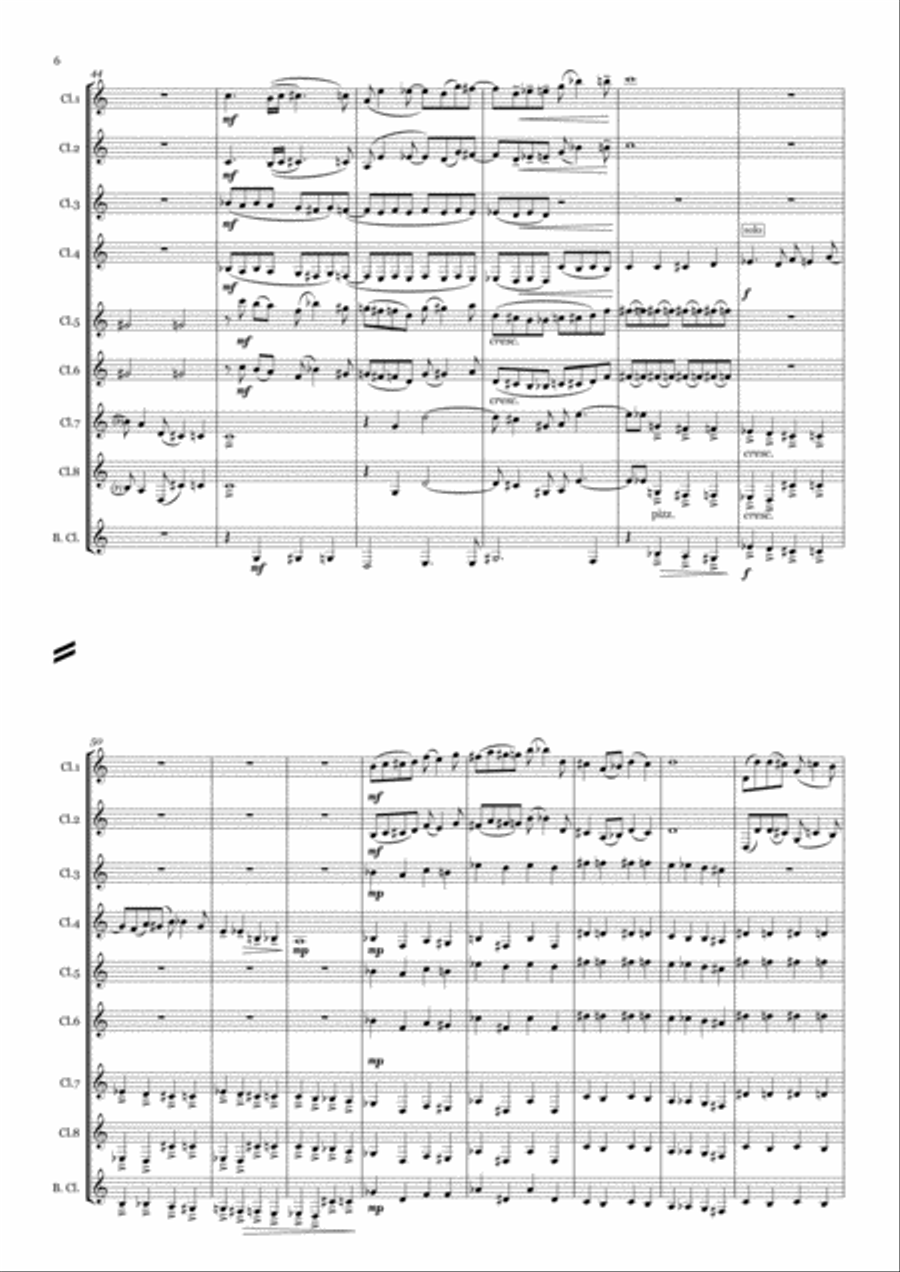Requiem II for 9 Clarinets Woodwind Ensemble scores gallery preview page 6