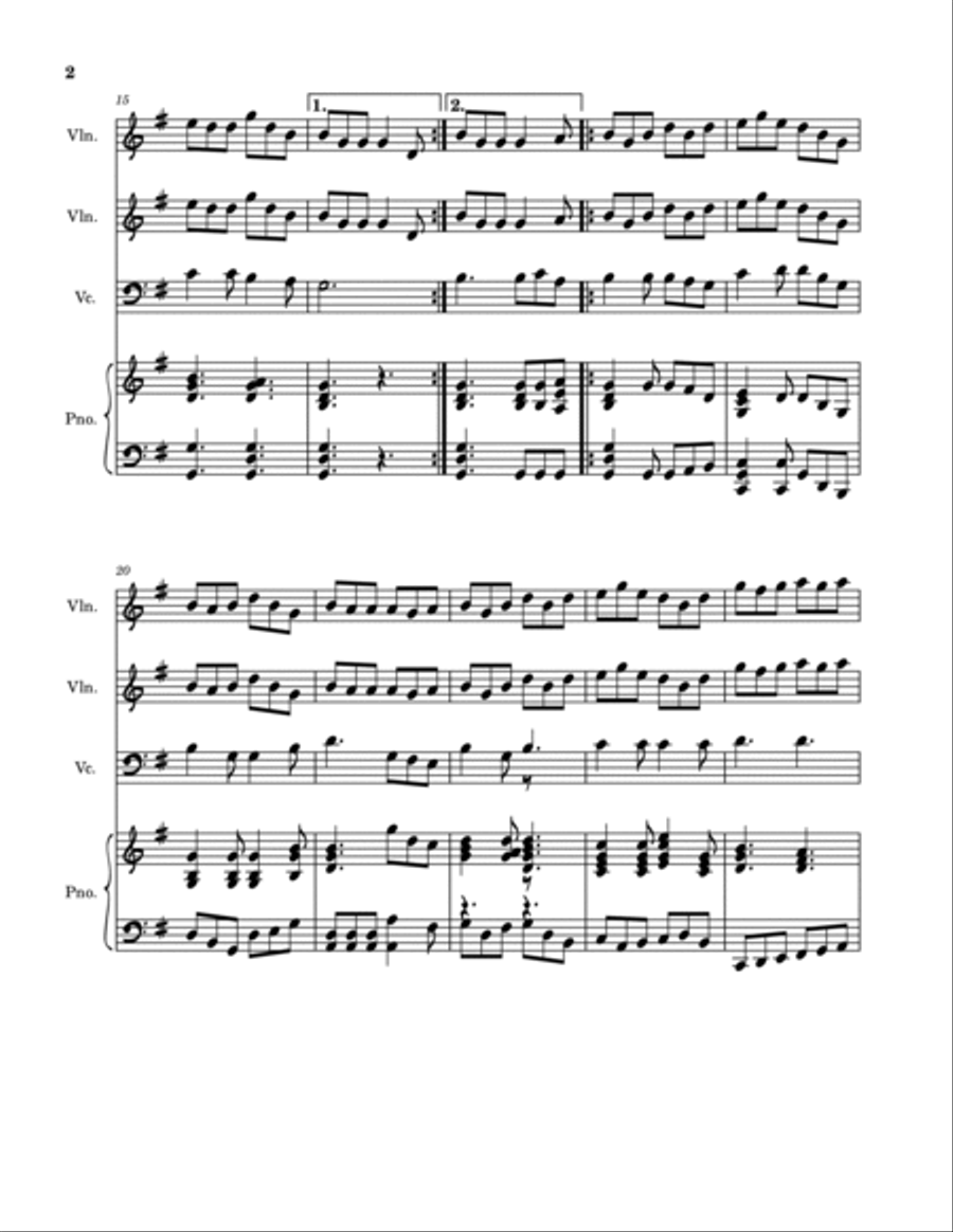 Fiddle Medley - Kesh Jig, Swallowtail Jig, Irish Washerwoman Piano Trio scores gallery preview page 2