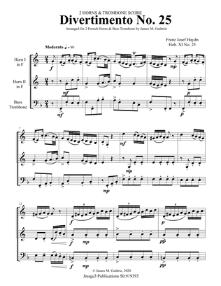 Haydn: Divertimento No. 25 Trio for 2 Horns & Bass Trombone