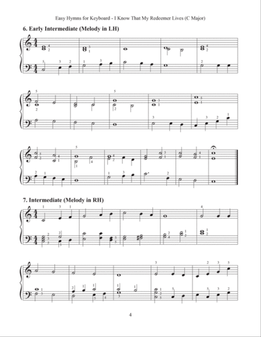 I Know That My Redeemer Lives (Easy Hymns for Keyboard) Piano Method scores gallery preview page 6